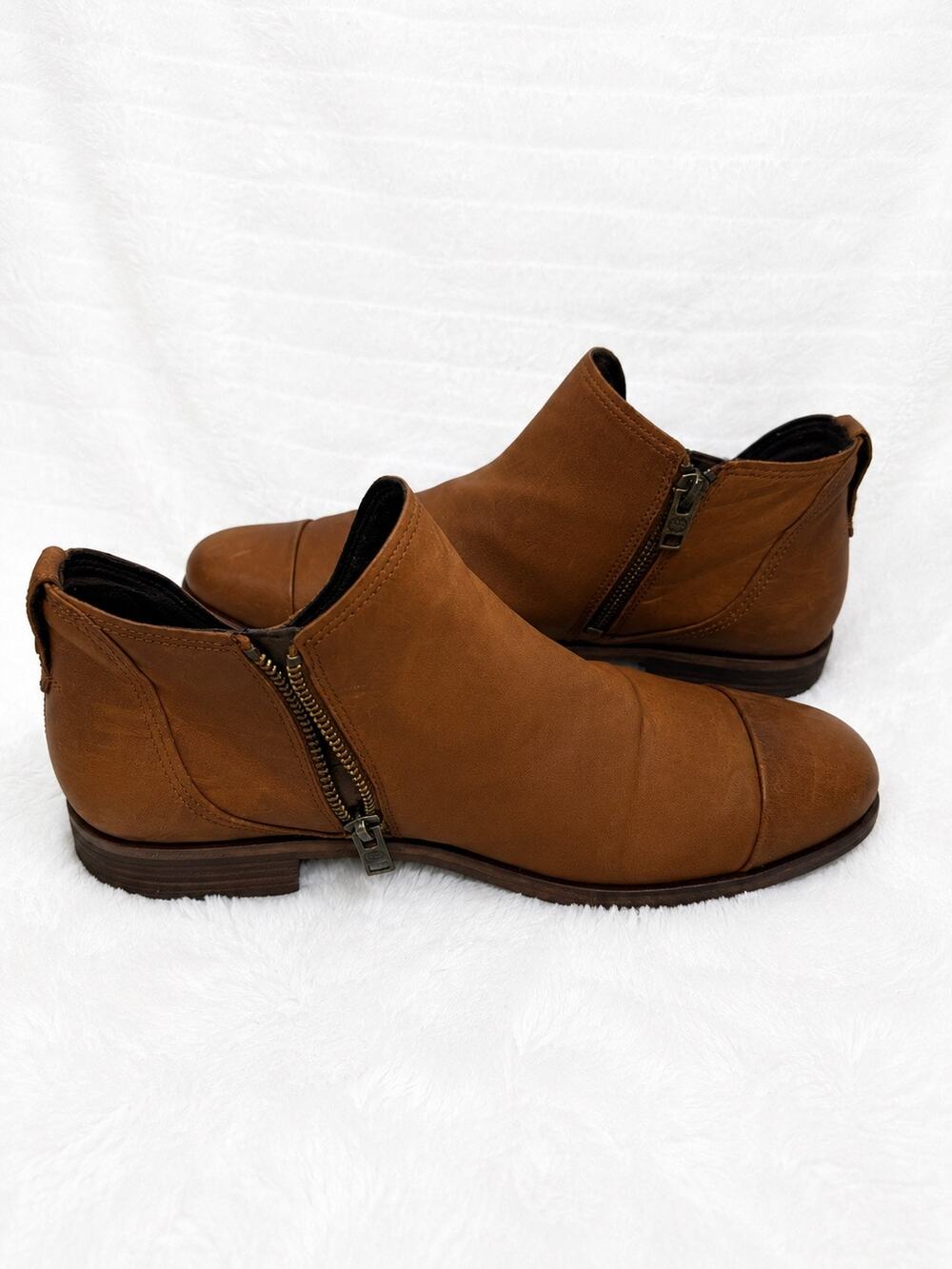 Timberland Somers Falls MirrorFit Leather Ankle Boots Women’s US 10 Brown Zip